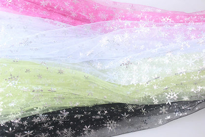 Silver Snowflake Tulle Mesh Fabric Girl Doll Dress Christmas party wedding Decration DIY Sewing Cloth accessories