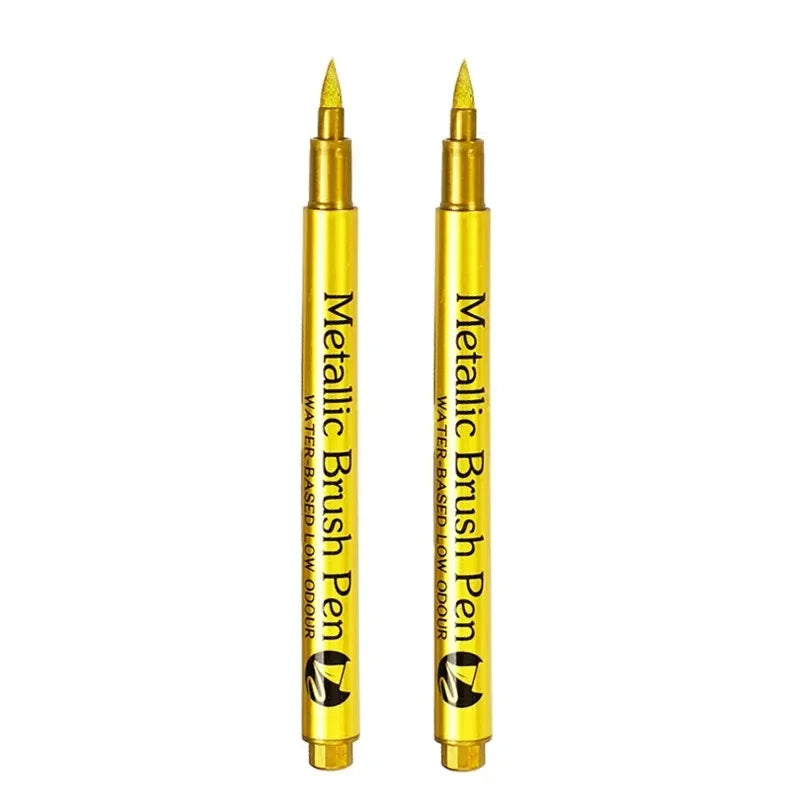 1/2PCS Gold Silver Metallic Marker Pen Waterproof Permanent Paint Marker Pen for Rock, Mug, Ceramic, Glass DIY Painting Supplies