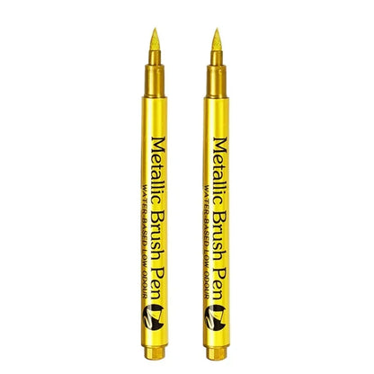 1/2PCS Gold Silver Metallic Marker Pen Waterproof Permanent Paint Marker Pen for Rock, Mug, Ceramic, Glass DIY Painting Supplies