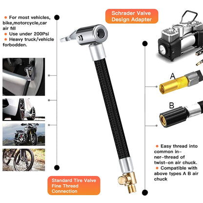10/20/30/60cm Car Tire Air Inflat Extension Hose Motorcycle Tyre Inflation Tube Adapter Connector Hose Car Exterior Accessories