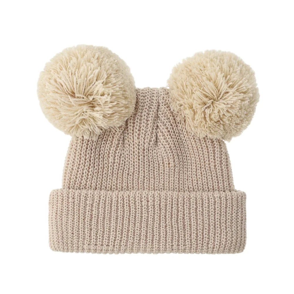0-12M Solid Knitted Cute Pom Pom Cap Newborn Boys Girls Turban Hats Hospital Bonnets Infant Autumn Winter Headwraps Kid Headwear