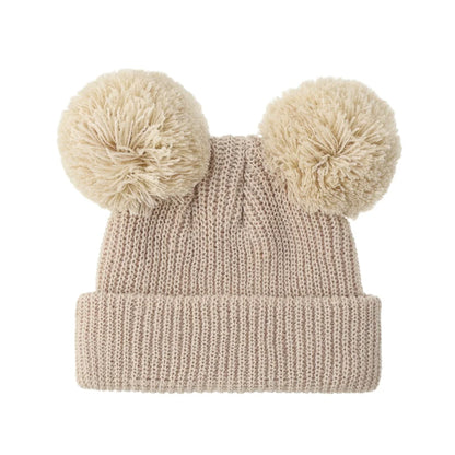 0-12M Solid Knitted Cute Pom Pom Cap Newborn Boys Girls Turban Hats Hospital Bonnets Infant Autumn Winter Headwraps Kid Headwear