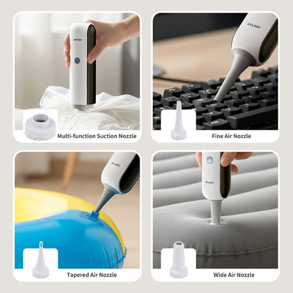 Handheld Vacuum Cleaner with LED Light, Portable Car Cordless Vacuum Cleaner with Powerful Suction and 7 Nozzles, Blowing, White