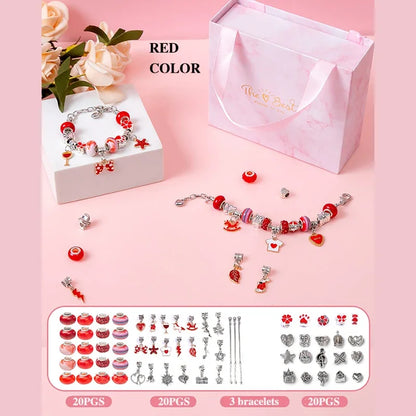 Diy Jewelry Making Kit Toys DIY Beaded Bracelet Set with Storage Box for Girls Gift Acrylic European Large Hole Beads Handmade