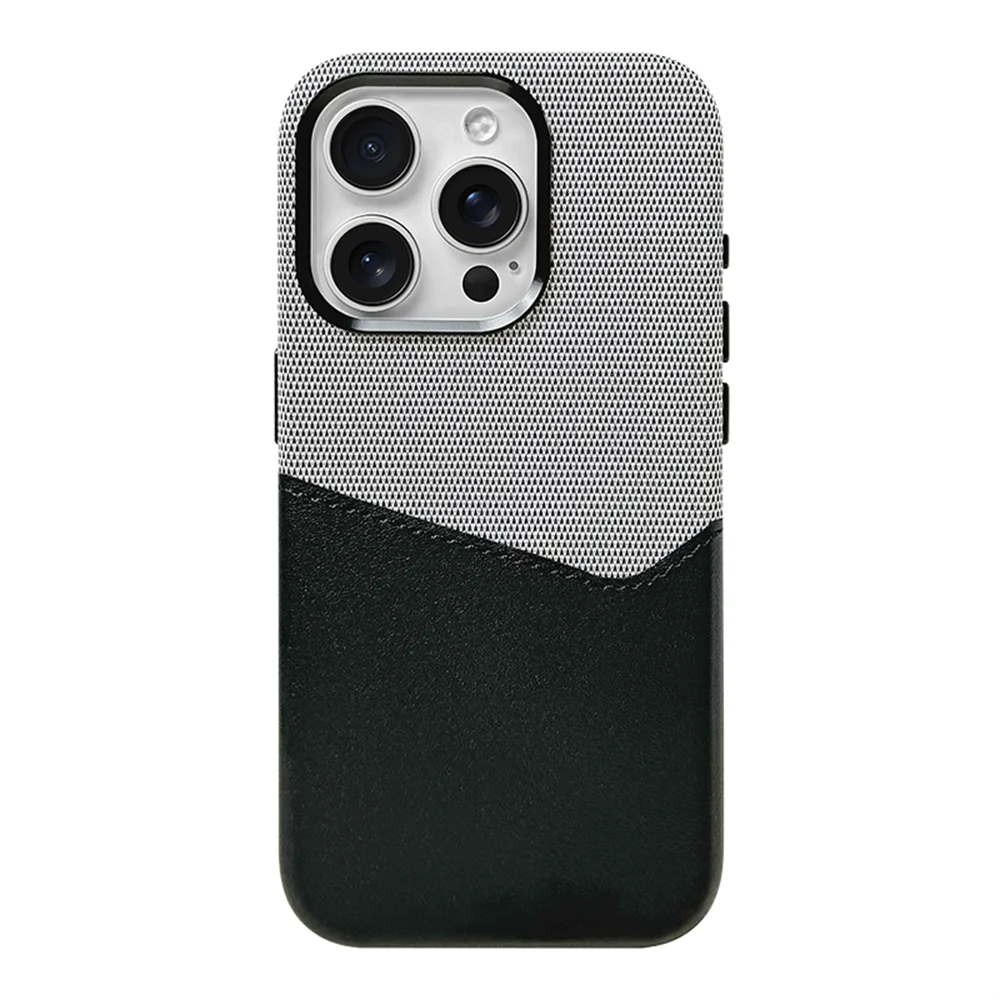 Card Holder MagSafe Leather Case For iPhone 17 Pro Max 16 15 14 Plus 13 12 Pocket Wireless Charging Alloy Lens Hit Color Cover