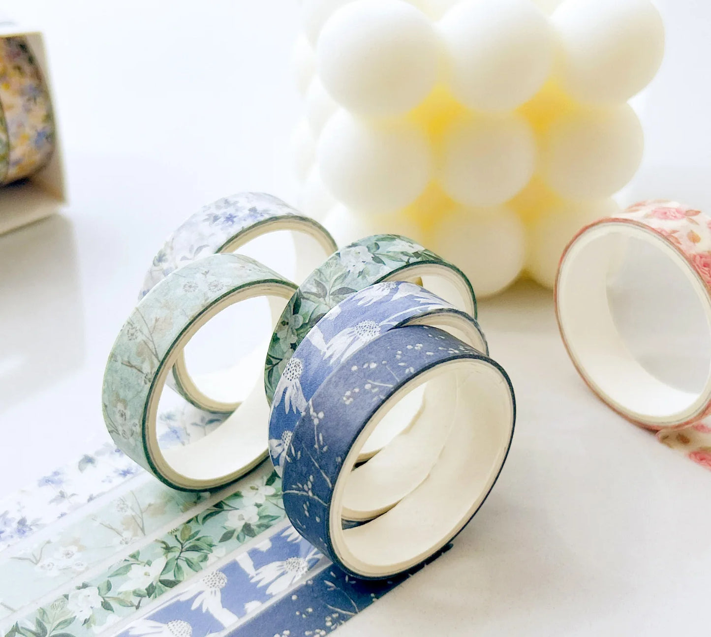 5 Rolls/set Aesthetics Floral Decorative Adhesive Tape Flower Washi Tape DIY Scrapbooking Material Sticker Label Stationery