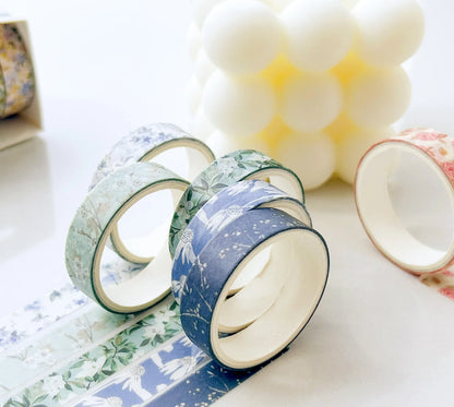 5 Rolls/set Aesthetics Floral Decorative Adhesive Tape Flower Washi Tape DIY Scrapbooking Material Sticker Label Stationery