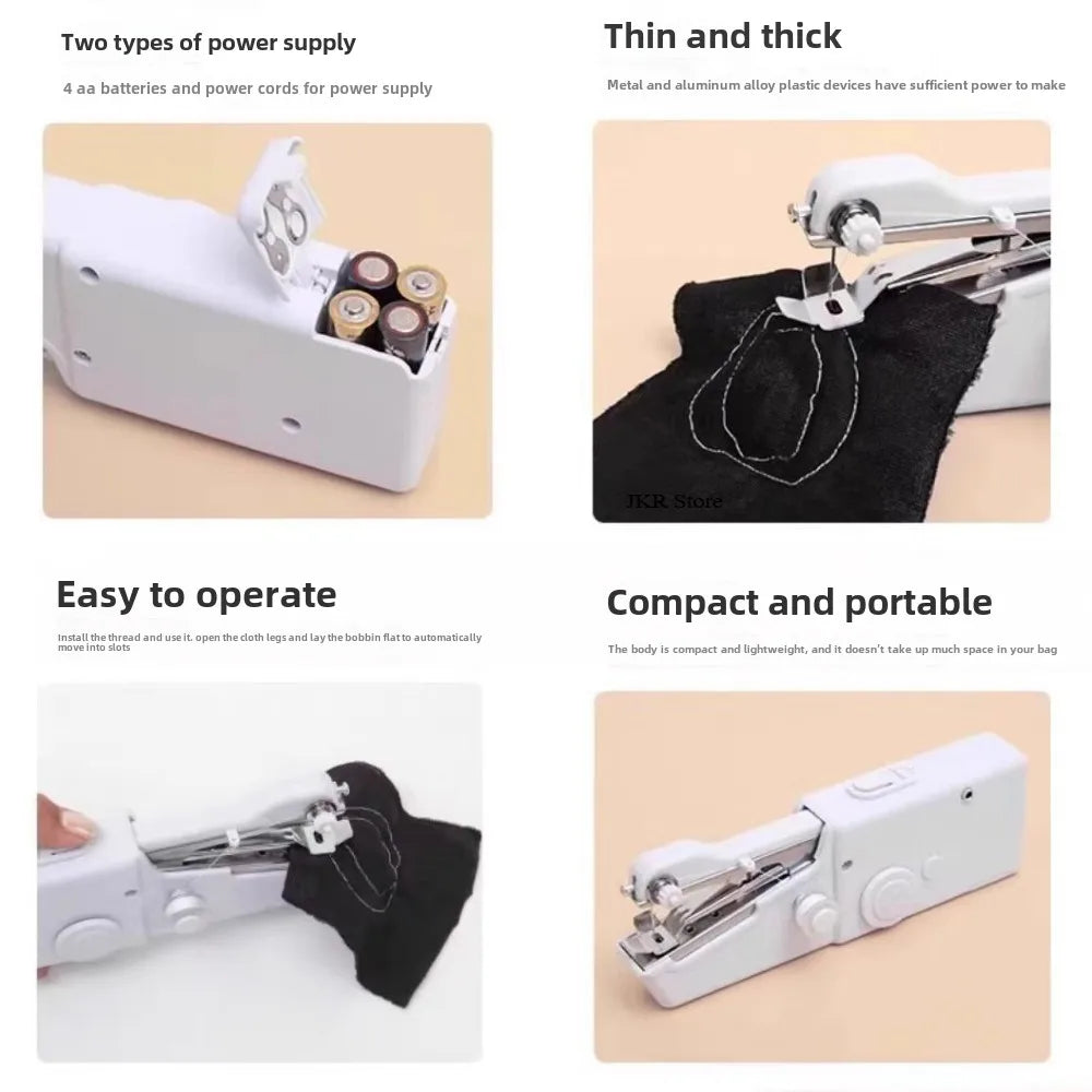 Portable Handheld Electric Sewing Machine Mini Quick Stitch Home Clothes Repair DIY Fabric Sewing Tool for Clothing Crafts