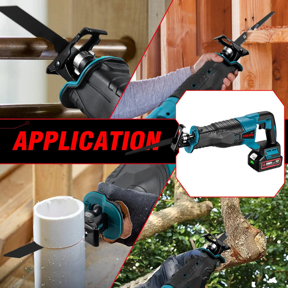 ONEVAN 3000W 10000SPM Cordless Electric Reciprocating Saw Wood Metal Pipe Cutting Electric Saw Chainsaw For Makita 18v Battery