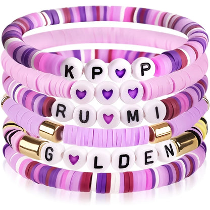 6pcs Korean Pop K-Pop Bracelet Set Multicolor Kpop Group Lettering Jewelry Durable Fan Accessory Concert Cosplay Birthday Gift