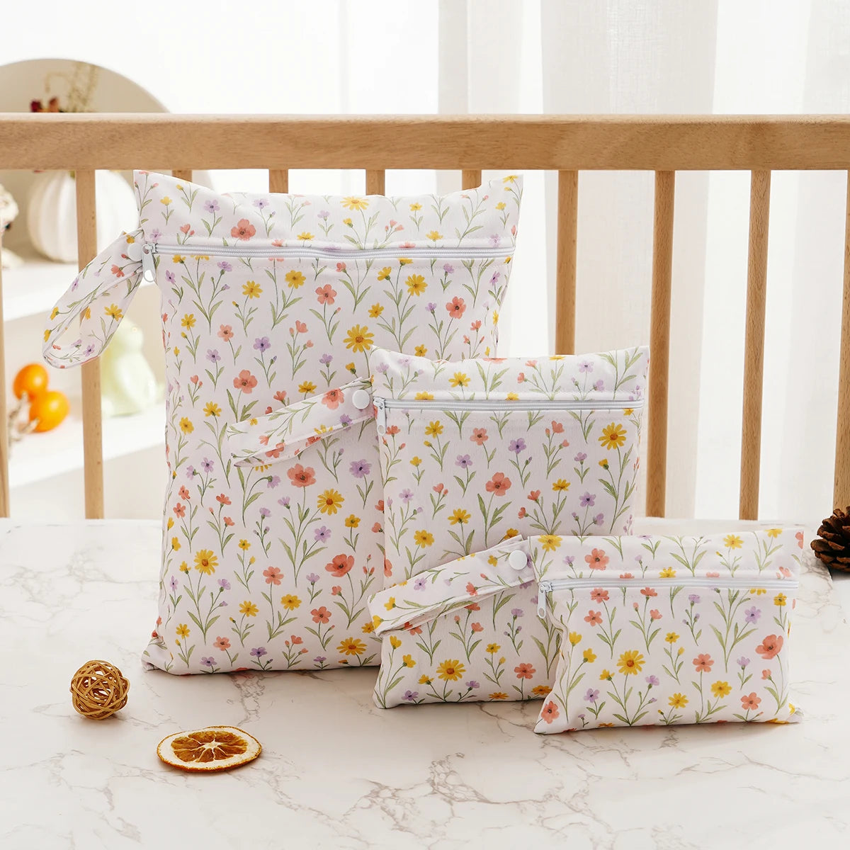 Elinfant 3PCS Portable Wet Dry Bag For Swimsuits,Waterproof Diaper Bags For Cloth Diapers,Washable Reusable Storage Bag