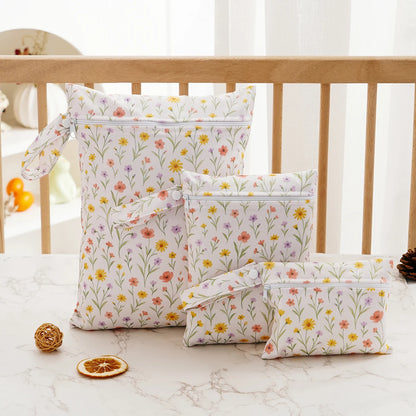 Elinfant 3PCS Portable Wet Dry Bag For Swimsuits,Waterproof Diaper Bags For Cloth Diapers,Washable Reusable Storage Bag