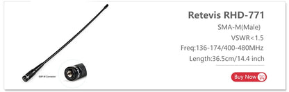 Retevis RHD-771 RT3S Radio Amateur Antennas SMA-M Male VHF UHF Whip Antennas for Retevis RT3S RA89 HA1UV H777 Baofeng UV3R TYT