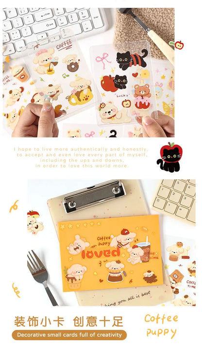 4/16 Pcs Cute Pet Club PET Stickers Pack for Junk Journal DIY Scrapbooking School Supplies Handmade Collage Creative Stationery