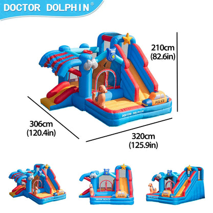 Doctor Dolphin Animal Inflatalbe Bounce House Jumping Castle With Slide Ball Pool Bouncy Castle For Kids Birthday Gift Toys