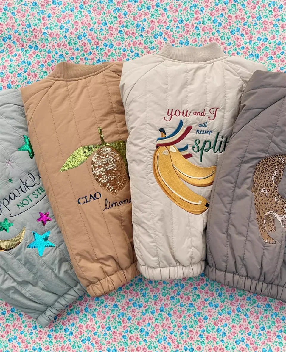 2025 KS Brand Winter Baby Boys Lambswool Jackets Vest Kids Clothes Girls Cherry Jackets Outerwear Coats Flight Suit Jackets 1-9Y