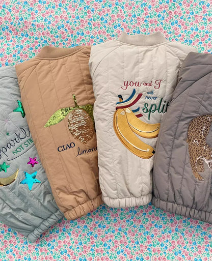 2025 KS Brand Winter Baby Boys Lambswool Jackets Vest Kids Clothes Girls Cherry Jackets Outerwear Coats Flight Suit Jackets 1-9Y