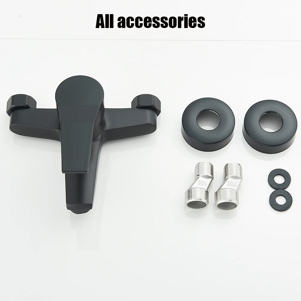 Black Bathroom Shower Faucet Set Bathtub Tap Wall Mounted Hot Cold Mixer Crane Shower Systems With ABS Handheld Shower