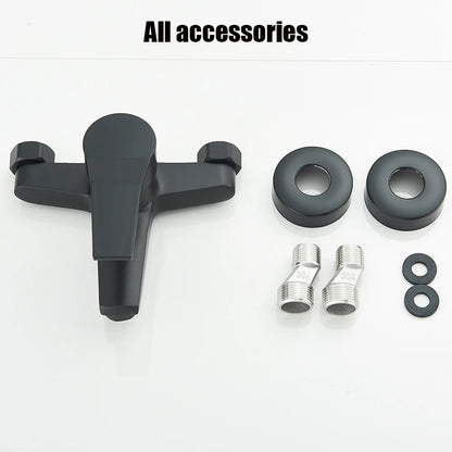 Black Bathroom Shower Faucet Set Bathtub Tap Wall Mounted Hot Cold Mixer Crane Shower Systems With ABS Handheld Shower