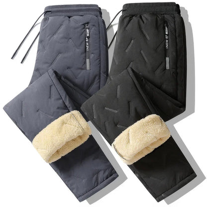 Winter Sweatwear Men Plush Thick Fleece Sweatpant Lambswool Thermal Trousers Casual Pants Waterproof Windproof Warm Pants