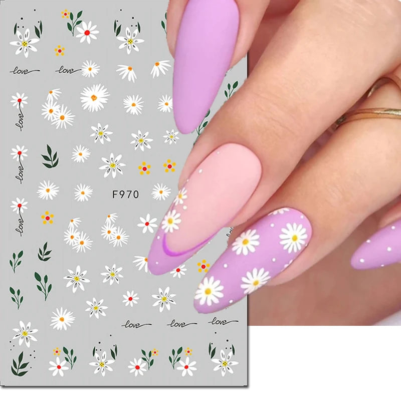 3d Nail Art Decals Spring Booming Violets Lavenders Purple Blue Pink Flowers Butterflys Stickers Decoration For Nail Tips Beauty