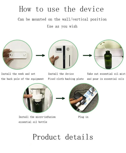 Coverage 300m³ Room Fragrance Diffuser Air Freshener Bluetooth Oil Diffuser For Essential Oil Electric Smell For Home Perfume