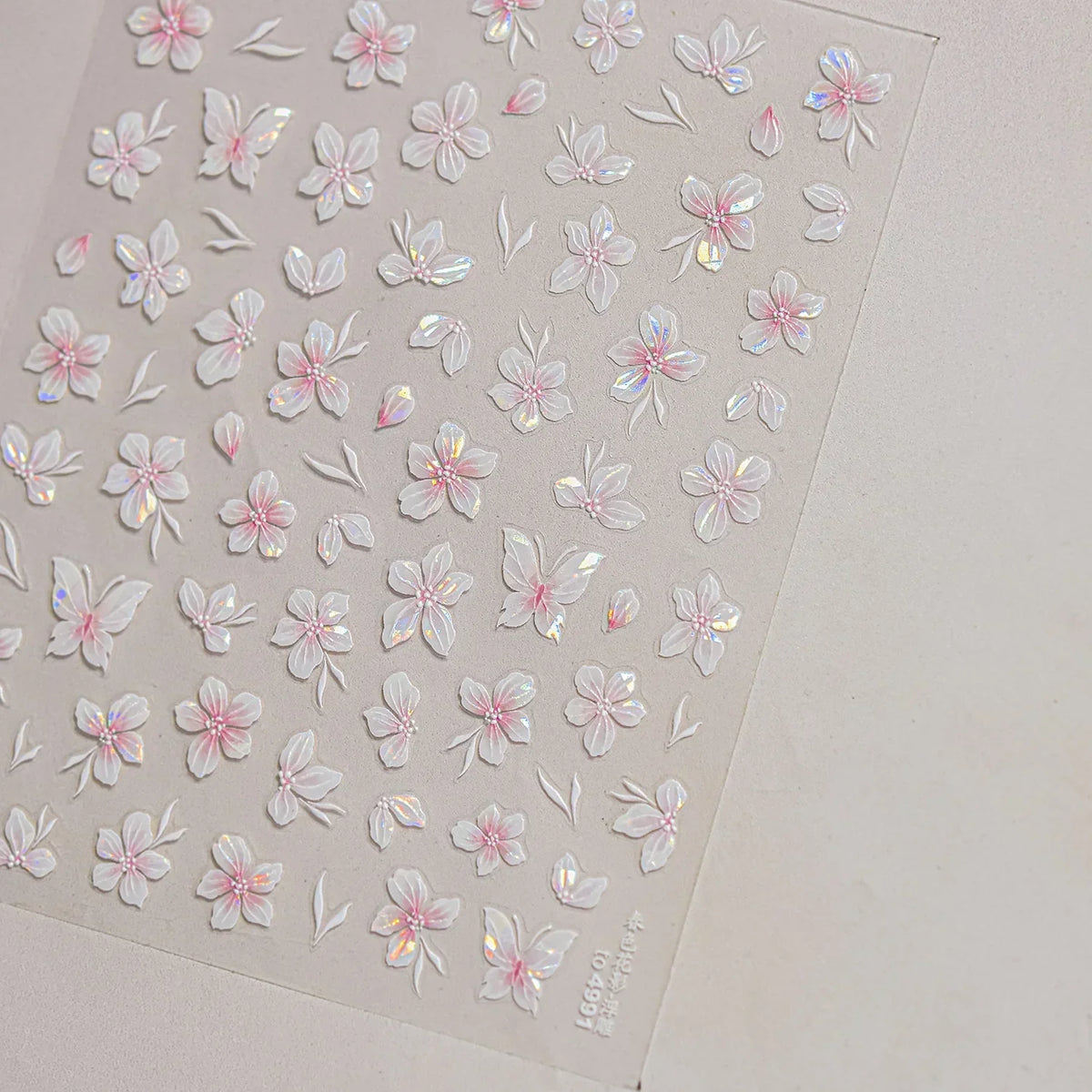 White Flower Petal Cherry Blossom Peach Blossom Falling Petal Floral Gradient 5D Self Adhesive Nail Art Sticker Manicure Decals