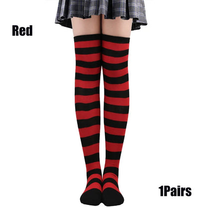 Color Striped Stockings Japanese Over Knee Socks Fashion Women Keep Warm Soks Sexy Slim Long Socks Hosiery JK Cosplay Lolita Y2k