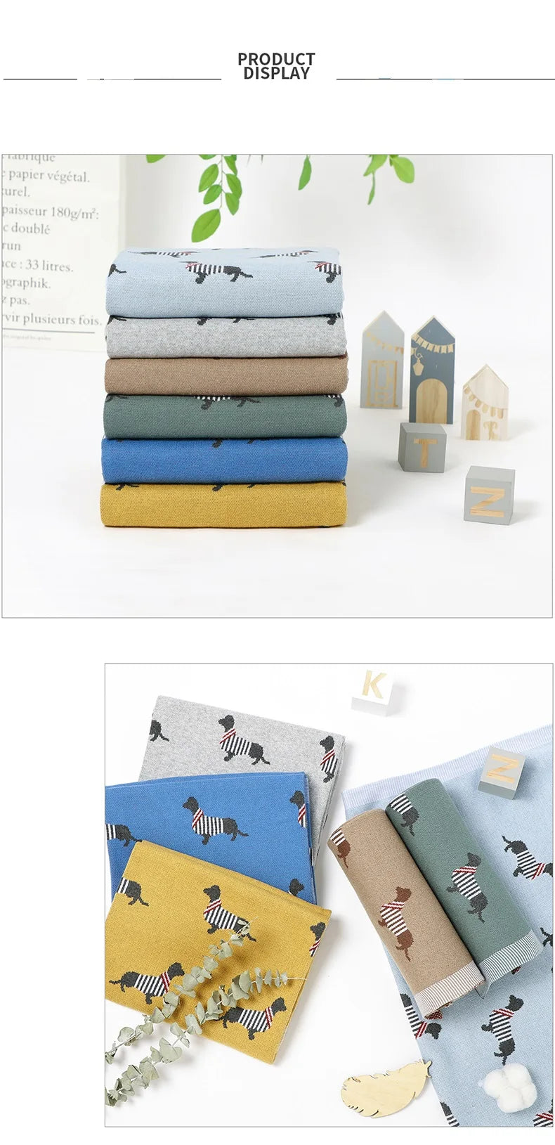 Baby Blanket Cotton Knit Super Soft Newborn Girl Boy Bed Plaid Crib Quilt Cute Dachshund Infant Stroller Covers Swaddle 100*80CM