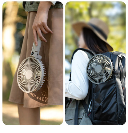 XIAOTREE Portable Handheld Rechargeable Fan LED Digital Display 180°Adjustable Rechargeable Fan 4 Speed Wind Camping Tripod Fan