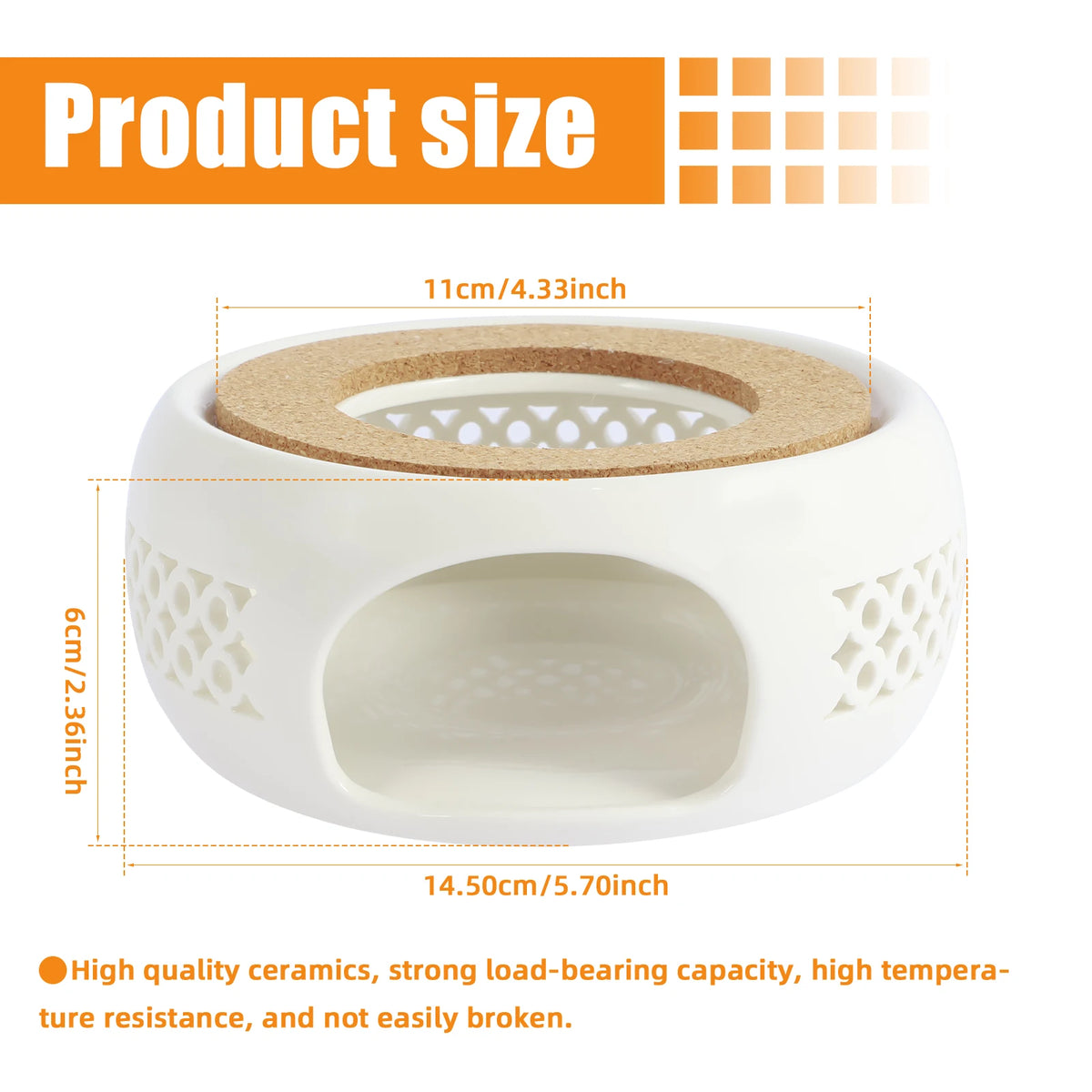 Ceramic Teapot Warmer Hollow Ceramic Teapot Heater with Cork Cushion Heat Resistant Ceramic Coffee Tea Warmer Practical Ceramic