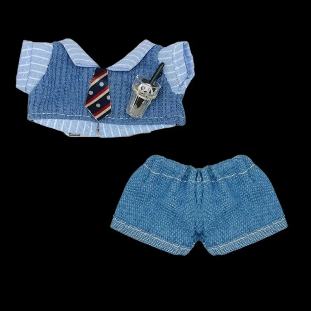 10cm Doll Clothes Blue Brown Changing Dress Game Doll Blouse Pants Suit Photo Prop Playing House Mini Shirt Necktie Pants Toy