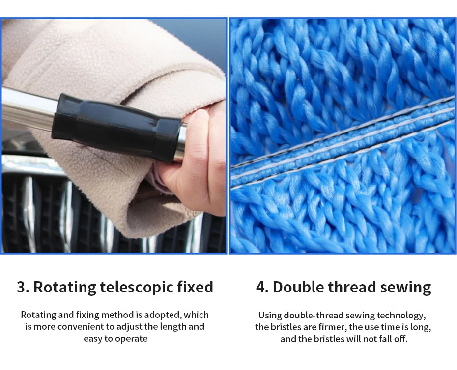SEAMETAL Car Washing Mop Scalable Handle Dust Remover Wax Brush Microfiber Car Cleaning Kit Soft Hair Duster Brushes Wash Tool
