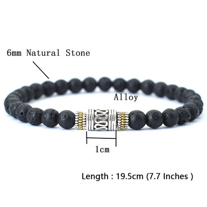 Minimalist 6mm Natural Stone Bracelet Unisex Sanskrit Yoga Meditation Beaded Braclet Lucky Red Braslet Tibetan Buddhist Pulseira