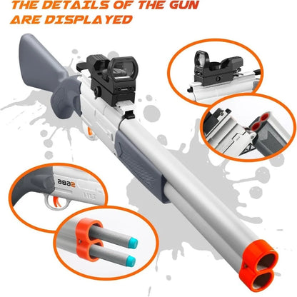 S686 Double Barrel Soft Bullet Toy Gun, Dual‑Shot Foam Dart Launcher with Sight Manual Loading Shooting Toy for Outdoor Game