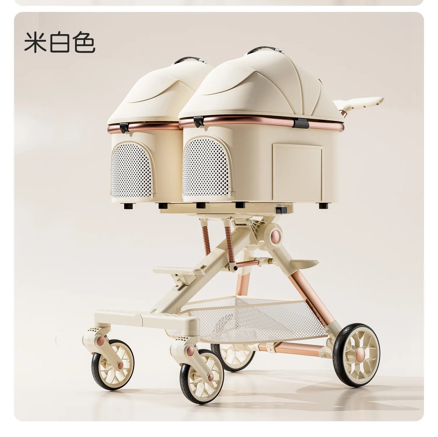 A6-2 Twin Pet Stroller Aluminum Alloy Detachable Foldable Lightweight Separate Travel Cart for Dogs Cats