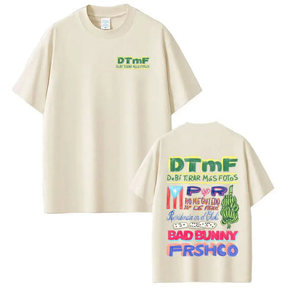 Rapper Bad Bunny T-shirt Debi Tirar Mas Fotos DTMF World Tour T Shirts Men's Women Fashion Vintage Hip Hop T-shirts Streetwear