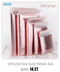 10Pcs/lot Rose Gold Metallic Bubble Mailers Foil Padded Bags Aluminized Postal Bags Gift Packaging Padded Shipping Envelopes