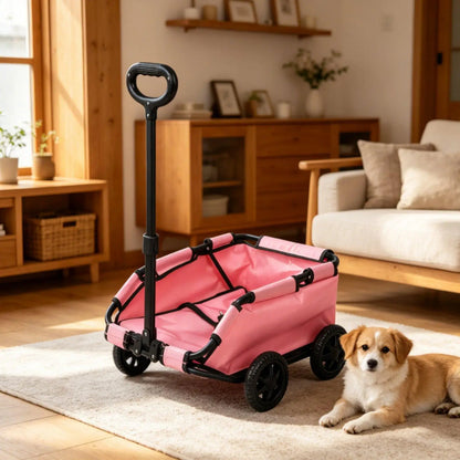Folding Travel Cart Pet Moving Carrier Foldable Dog Trolley Stroller for Small Dogs Cats Travel and Shopping