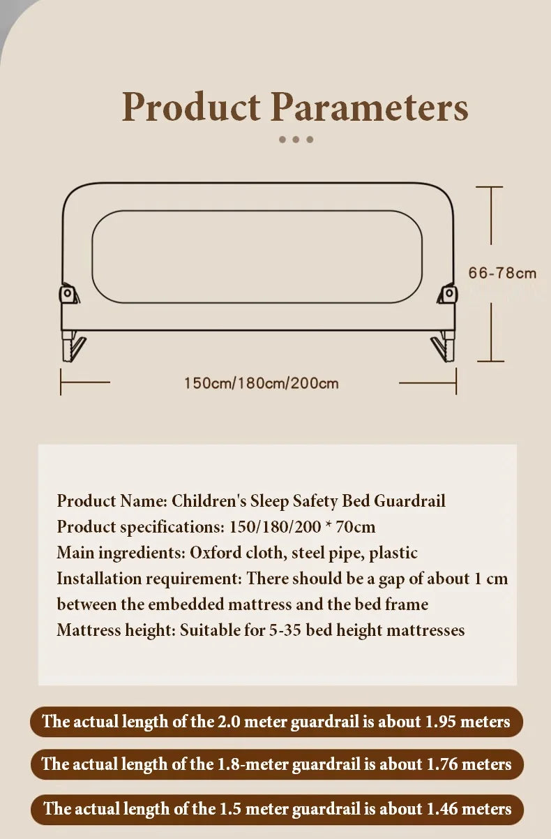 Baby Bed Rail Guardrail Safety Barrier Sleeping Prevent Falling Railings for Babies Crib Toddler Side Protective