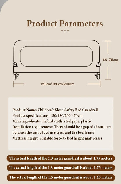 Baby Bed Rail Guardrail Safety Barrier Sleeping Prevent Falling Railings for Babies Crib Toddler Side Protective