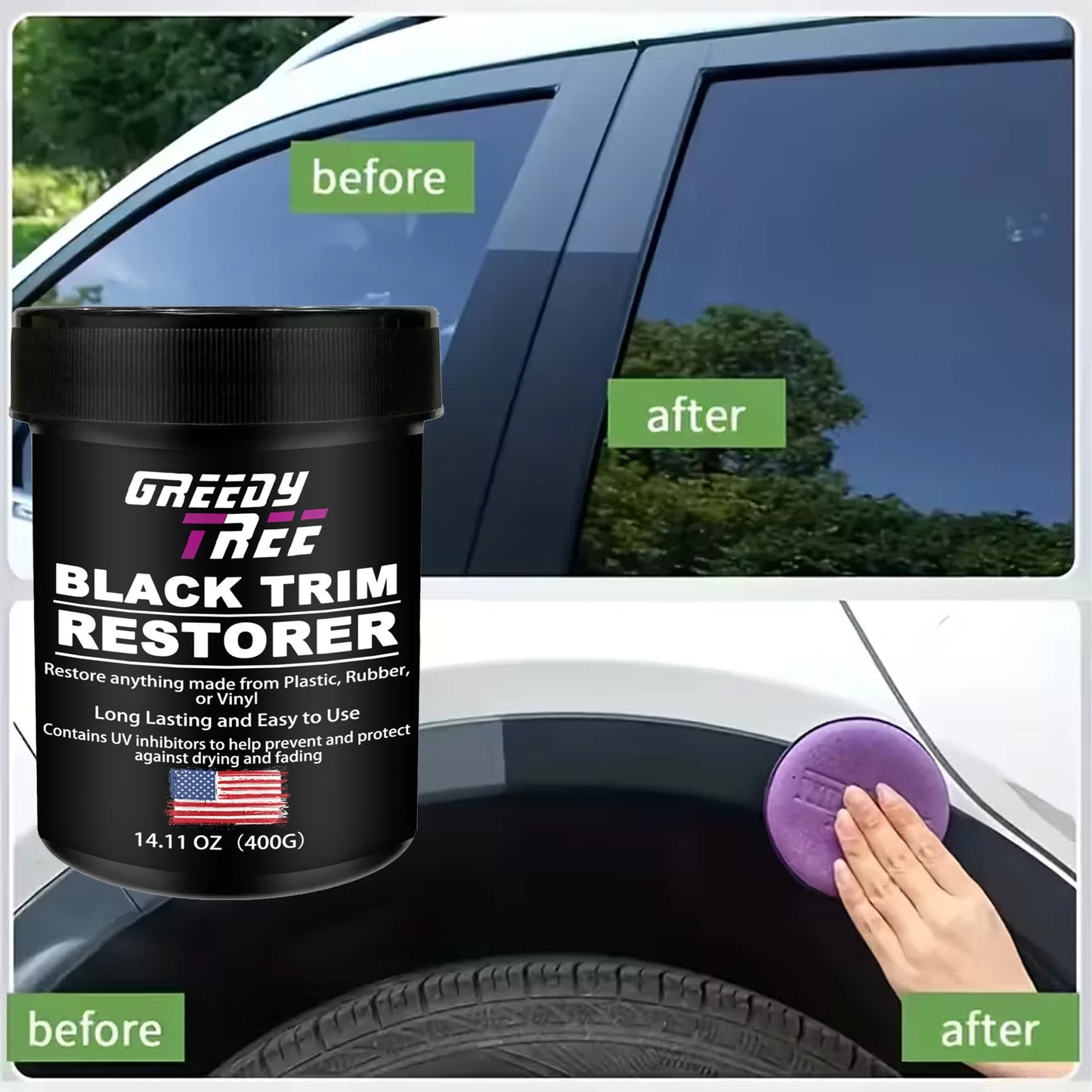 Automotive Plastic Repair Agent-Interior and Exterior Plastic Polishing Wax, Scratch Repair Anti-Aging Cream, Suitable for Tires
