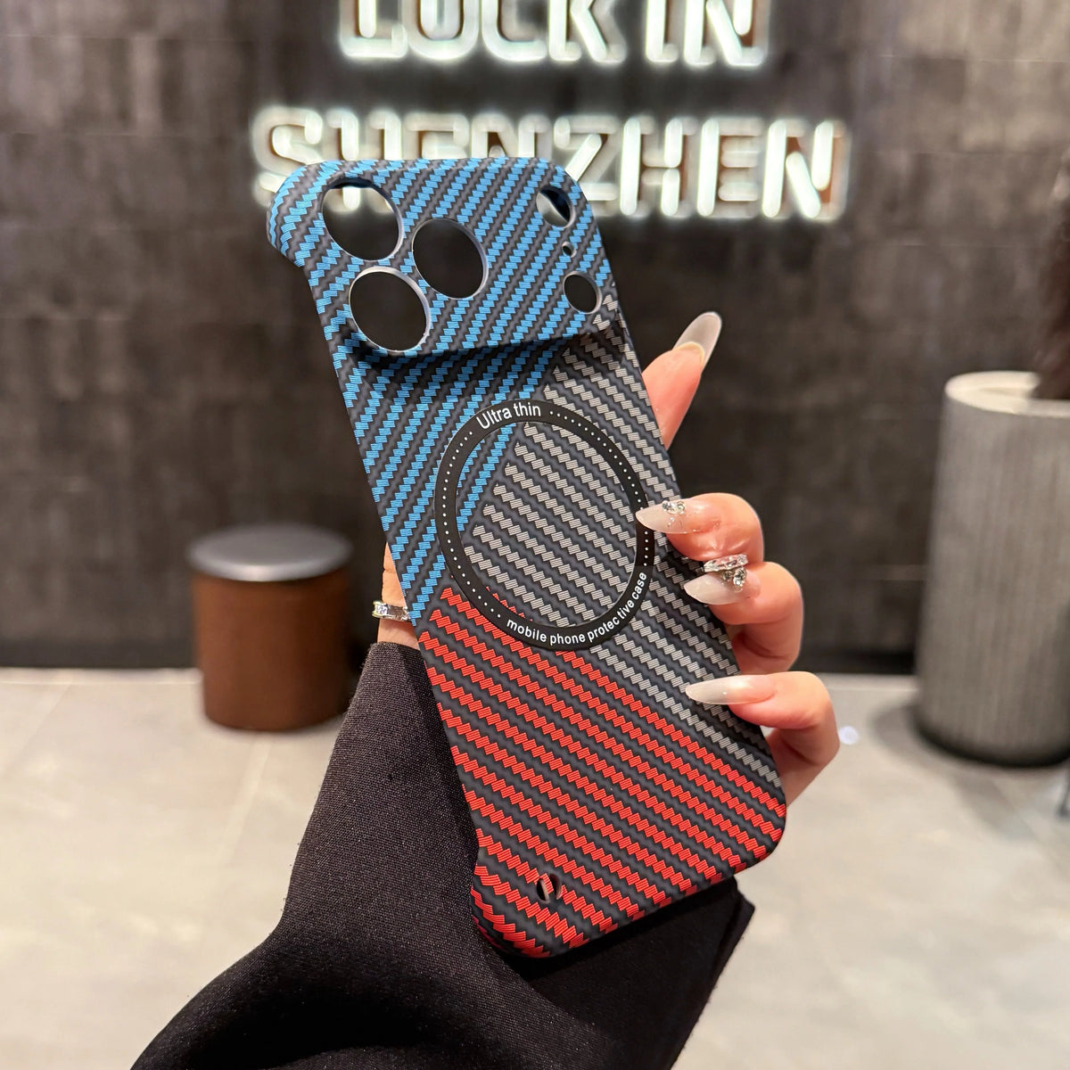 17 ProMax for Magsafe Carbon Fiber Frameless Case For iPhone 16 15 14 13 12 Pro Max Plus 17Air Magnetic Slim Color Blocked Cover
