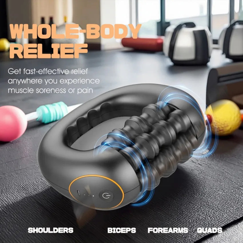 Rolling Percussive Massager, 5-Speed Spin Whole Body Relief, Deep Tissue Muscle Recovery Roller Stick for Leg Foot Calf Massager