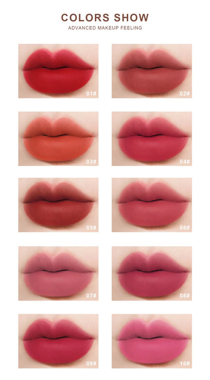 Ten-Piece Lipstick Set, Matte, Long-Lasting, Fade-Resistant Lip Balm, Matte Finish, Brightening, Commuter-Friendly, Nude Color, Gentle and Elegant Lipstick