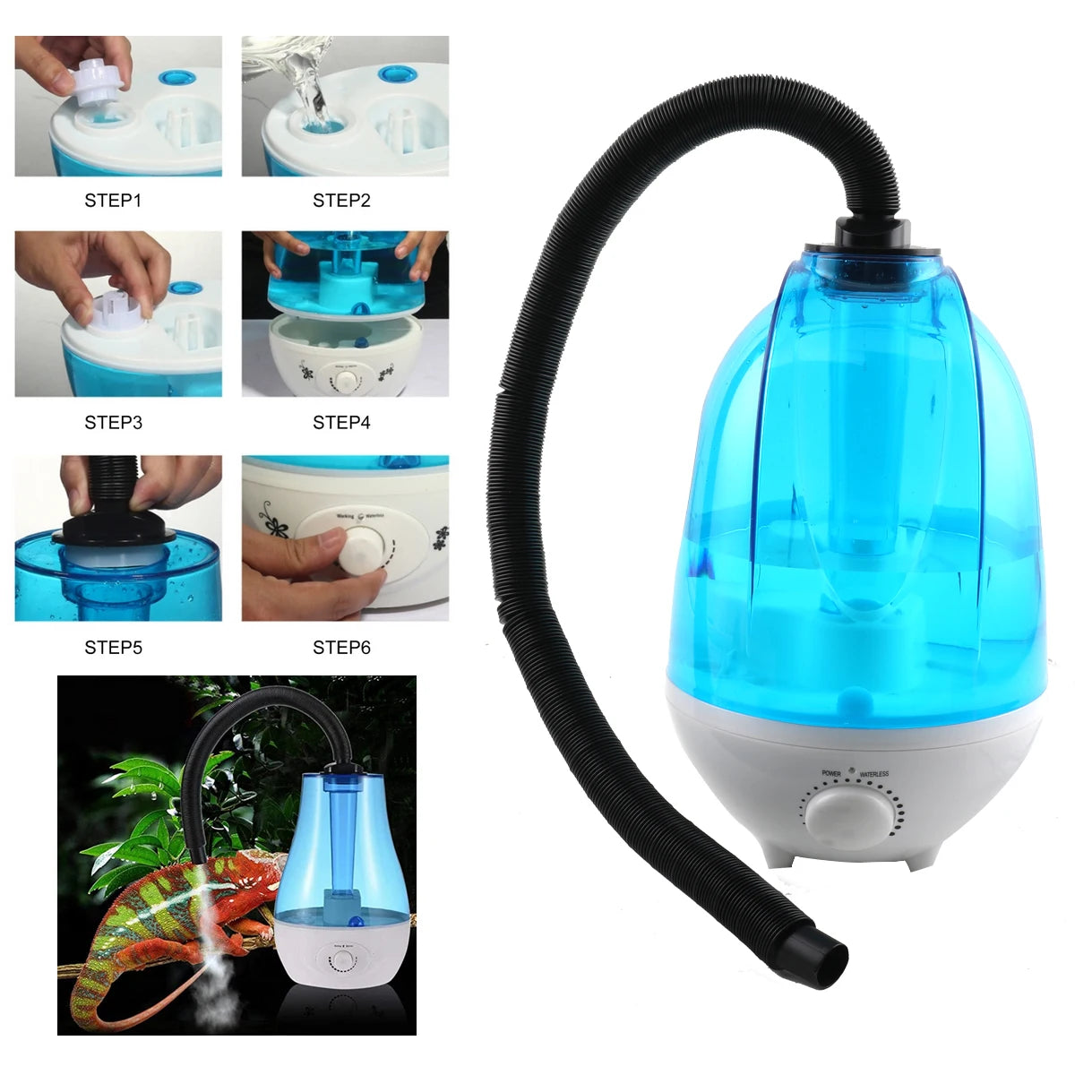 4L Reptiles Pet Fog Maker Atomizer Air Humidifier for Amphibians Terrariums LED Maker Fogger Pet Supply