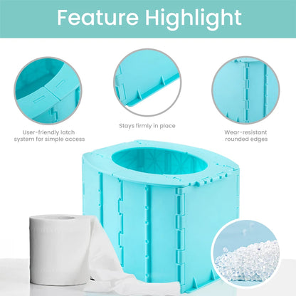 Portable Foldable Travel Toilet for Kids Reusable Washable Potty Seat for Camping Hiking Long-Distance Travel