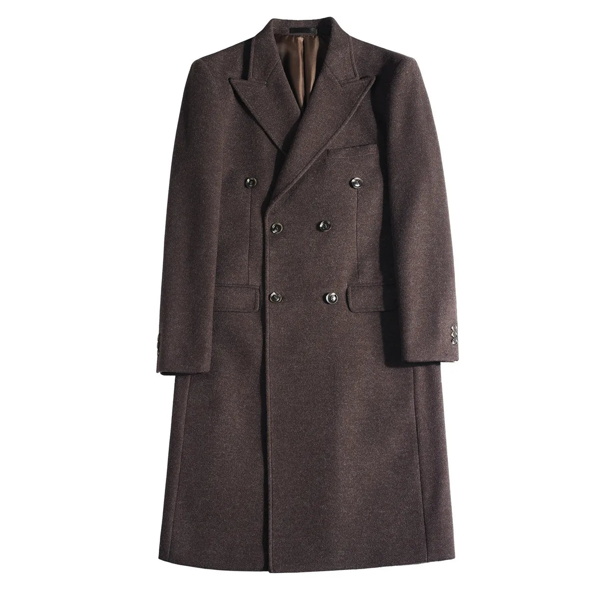 Autumn Winter Vintage Men's Woolen Long Coat Fashion Lapel High Quality Double Breasted Formal Men Slim Fit WindBreaker Overcoat