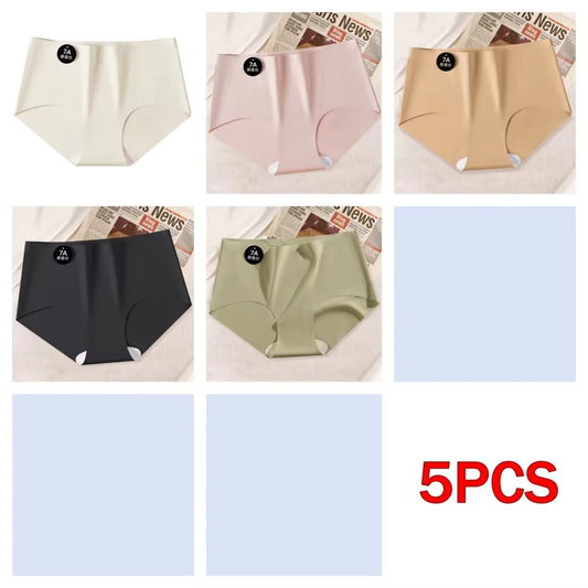 5PCS Seamless Mulberry Silk Underwear Ultral Thin Women's Panties Sexy High Elastic Invisible Briefs Soft Underpants Lingerie