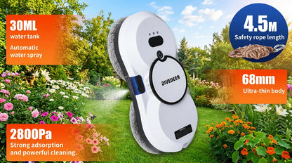 DIVEDEER Window cleaning robot 5600PA large suction electric spray window cleaning robot fall prevention remote cleaner